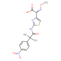 Chemical structure of (2Z)-2-(methoxyimino)-2-{2-[2-methyl-2-(4-nitrophenyl)propanamido]-1,3-thiazol-4-yl}acetic acid - CSSB21531607220