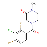 Chemical structure of 4-(3-chloro-2,4-difluorobenzoyl)-1-methylpiperazin-2-one - CSSB02019206431