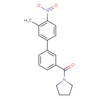 Chemical structure of 1-{3'-methyl-4'-nitro-[1,1'-biphenyl]-3-carbonyl}pyrrolidine - CSSB11857995066