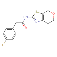 Chemical structure of 2-(4-fluorophenyl)-N-{4H,6H,7H-pyrano[4,3-d][1,3]thiazol-2-yl}acetamide - CSSB00104272717