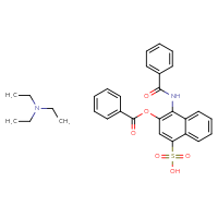 Chemical structure of 4-benzamido-3-(benzoyloxy)naphthalene-1-sulfonic acid; triethylamine - CSSB00161153141