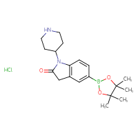 Chemical structure of 1-(piperidin-4-yl)-5-(4,4,5,5-tetramethyl-1,3,2-dioxaborolan-2-yl)-2,3-dihydro-1H-indol-2-one hydrochloride - CSSB20522002212