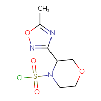 Chemical structure of 3-(5-methyl-1,2,4-oxadiazol-3-yl)morpholine-4-sulfonyl chloride - CSSB14990427144
