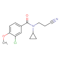 Chemical structure of 3-chloro-N-(2-cyanoethyl)-N-cyclopropyl-4-methoxybenzamide - CSSB01441047619