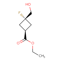 Chemical structure of ethyl (1r,3r)-3-fluoro-3-(hydroxymethyl)cyclobutane-1-carboxylate - CSSB00138438123