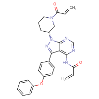 Chemical structure of N-[3-(4-phenoxyphenyl)-1-[(3R)-1-(prop-2-enoyl)piperidin-3-yl]-1H-pyrazolo[3,4-d]pyrimidin-4-yl]prop-2-enamide - CSSB00102514018