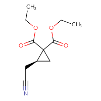 Chemical structure of 1,1-diethyl (2S)-2-(cyanomethyl)cyclopropane-1,1-dicarboxylate - CSSB21224762300