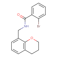 Chemical structure of 2-bromo-N-[(3,4-dihydro-2H-1-benzopyran-8-yl)methyl]benzamide - CSSB10272380987