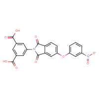 Chemical structure of 5-[5-(3-nitrophenoxy)-1,3-dioxo-2,3-dihydro-1H-isoindol-2-yl]benzene-1,3-dicarboxylic acid - CSSB00132453714