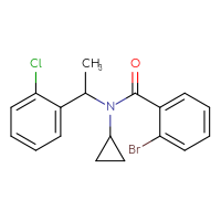 Chemical structure of 2-bromo-N-[1-(2-chlorophenyl)ethyl]-N-cyclopropylbenzamide - CSSB13572864385