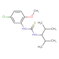 Chemical structure of 1-(5-chloro-2-methoxyphenyl)-3-(2,4-dimethylpentan-3-yl)thiourea - CSSB21432495876