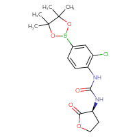 Chemical structure of 1-[2-chloro-4-(4,4,5,5-tetramethyl-1,3,2-dioxaborolan-2-yl)phenyl]-3-[(3S)-2-oxooxolan-3-yl]urea - CSSB21245997162