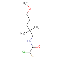 Chemical structure of 2-chloro-2-fluoro-N-(5-methoxy-2,2-dimethylpentyl)acetamide - CSSB21332168880