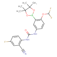 Chemical structure of 1-(2-cyano-4-fluorophenyl)-3-[4-(difluoromethoxy)-3-(4,4,5,5-tetramethyl-1,3,2-dioxaborolan-2-yl)phenyl]urea - CSSB21332128565