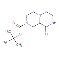 Chemical structure of tert-butyl 9-oxo-octahydro-1H-[1,4]diazino[1,2-a]pyrazine-2-carboxylate - CSSB00010063314