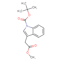Chemical structure of tert-butyl 3-(2-methoxy-2-oxoethyl)-1H-indole-1-carboxylate - CSSB00010253745