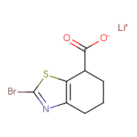 Chemical structure of lithium(1+) 2-bromo-4,5,6,7-tetrahydro-1,3-benzothiazole-7-carboxylate - CSSB21103083272