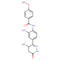 Chemical structure of N-[2-amino-4-(4-methyl-6-oxo-1,4,5,6-tetrahydropyridazin-3-yl)phenyl]-4-methoxybenzamide - CSSB06726392774