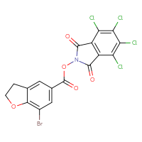 Chemical structure of 4,5,6,7-tetrachloro-1,3-dioxo-2,3-dihydro-1H-isoindol-2-yl 7-bromo-2,3-dihydro-1-benzofuran-5-carboxylate - CSSB20269912476