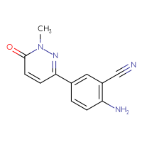 Chemical structure of 2-amino-5-(1-methyl-6-oxo-1,6-dihydropyridazin-3-yl)benzonitrile - CSSB06587595090