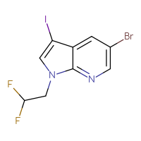 Chemical structure of 5-bromo-1-(2,2-difluoroethyl)-3-iodo-1H-pyrrolo[2,3-b]pyridine - CSSB03219875812