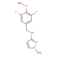 Chemical structure of N-[(3,5-difluoro-4-methoxyphenyl)methyl]-1-methyl-1H-pyrazol-3-amine - CSSB01399566069