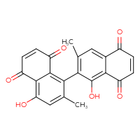 Chemical structure of 1',4-dihydroxy-2,3'-dimethyl-5H,5'H,8H,8'H-[1,2'-binaphthalene]-5,5',8,8'-tetrone - CSSB00132311685