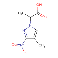 Chemical structure of 2-(4-methyl-3-nitro-1H-pyrazol-1-yl)propanoic acid - CSSB00000763682