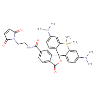 Chemical structure of 6',12'-bis(dimethylamino)-N-[2-(2,5-dioxo-2,5-dihydro-1H-pyrrol-1-yl)ethyl]-9',9'-dimethyl-3-oxo-3H-9'-silaspiro[2-benzofuran-1,2'-tricyclo[8.4.0.0³,⁸]tetradecane]-1'(14'),3',5',7',10',12'-hexaene-6-carboxamide - CSSB14929382462