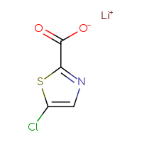 Chemical structure of lithium(1+) 5-chloro-1,3-thiazole-2-carboxylate - CSSB02495324773