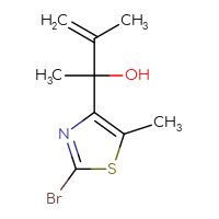 Chemical structure of 2-(2-bromo-5-methyl-1,3-thiazol-4-yl)-3-methylbut-3-en-2-ol - CSSB21246264042