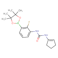 Chemical structure of 3-(cyclopent-1-en-1-yl)-1-[2-fluoro-3-(4,4,5,5-tetramethyl-1,3,2-dioxaborolan-2-yl)phenyl]urea - CSSB21245996820