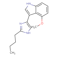 Chemical structure of 3-(2-butyl-1H-imidazol-4-yl)-4-methoxy-1H-indole - CSSB21531616782