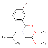 Chemical structure of 3-bromo-N-(2,2-dimethoxyethyl)-N-(2-methylpropyl)benzamide - CSSB06339074678
