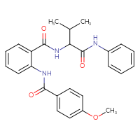 Chemical structure of 4-methoxy-N-(2-{[2-methyl-1-(phenylcarbamoyl)propyl]carbamoyl}phenyl)benzamide - CSSB00102625774