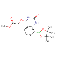 Chemical structure of methyl 2-[({[2-(4,4,5,5-tetramethyl-1,3,2-dioxaborolan-2-yl)phenyl]carbamoyl}amino)methoxy]acetate - CSSB21245997538