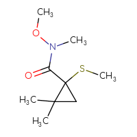 Chemical structure of N-methoxy-N,2,2-trimethyl-1-(methylsulfanyl)cyclopropane-1-carboxamide - CSSB14892834059