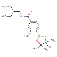 Chemical structure of N-(2-ethylbutyl)-3-methyl-4-(4,4,5,5-tetramethyl-1,3,2-dioxaborolan-2-yl)benzamide - CSSB02533259427