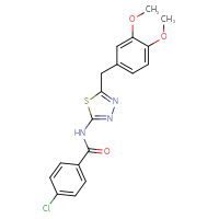 Chemical structure of 4-chloro-N-{5-[(3,4-dimethoxyphenyl)methyl]-1,3,4-thiadiazol-2-yl}benzamide - CSSB00121661113