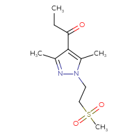 Chemical structure of 1-[1-(2-methanesulfonylethyl)-3,5-dimethyl-1H-pyrazol-4-yl]propan-1-one - CSSB00000698658