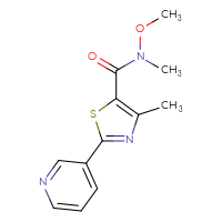 Chemical structure of N-methoxy-N,4-dimethyl-2-(pyridin-3-yl)-1,3-thiazole-5-carboxamide - CSSB02973377884