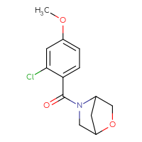 Chemical structure of 5-(2-chloro-4-methoxybenzoyl)-2-oxa-5-azabicyclo[2.2.1]heptane - CSSB06392976337
