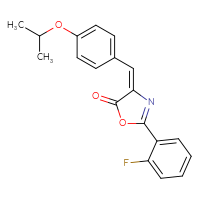Chemical structure of (4E)-2-(2-fluorophenyl)-4-{[4-(propan-2-yloxy)phenyl]methylidene}-4,5-dihydro-1,3-oxazol-5-one - CSSB00132987536