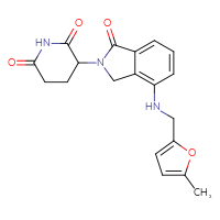Chemical structure of 3-(4-{[(5-methylfuran-2-yl)methyl]amino}-1-oxo-2,3-dihydro-1H-isoindol-2-yl)piperidine-2,6-dione - CSSB06557676317