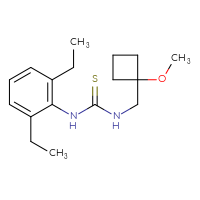 Chemical structure of 1-(2,6-diethylphenyl)-3-[(1-methoxycyclobutyl)methyl]thiourea - CSSB02064621273