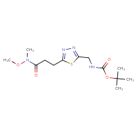Chemical structure of tert-butyl N-[(5-{2-[methoxy(methyl)carbamoyl]ethyl}-1,3,4-thiadiazol-2-yl)methyl]carbamate - CSSB03195877636
