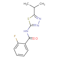 Chemical structure of 2-fluoro-N-[5-(propan-2-yl)-1,3,4-thiadiazol-2-yl]benzamide - CSSB00026699571