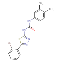 Chemical structure of 3-[5-(2-bromophenyl)-1,3,4-thiadiazol-2-yl]-1-(3,4-dimethylphenyl)urea - CSSB00121611591