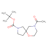 Chemical structure of tert-butyl 9-acetyl-6-oxa-2,9-diazaspiro[4.5]decane-2-carboxylate - CSSB02032484583
