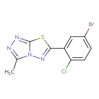 Chemical structure of 6-(5-bromo-2-chlorophenyl)-3-methyl-[1,2,4]triazolo[3,4-b][1,3,4]thiadiazole - CSSB00132434448